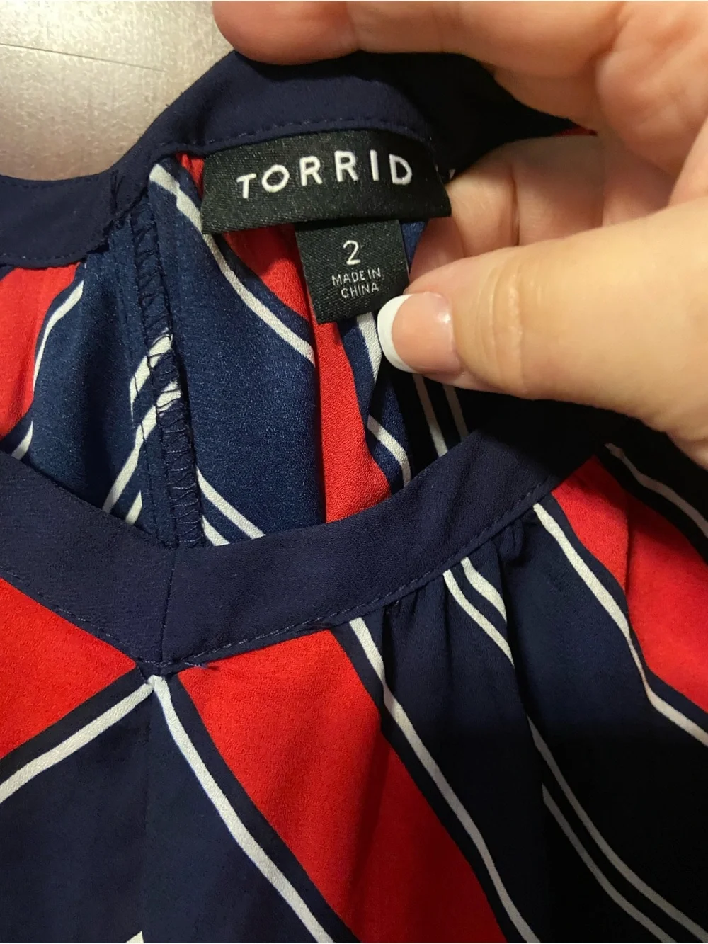 Torrid Size 2 Navy Red Chevron Stripe Cami Tank Top | Size 2X (18/20) - Picture 6 of 9